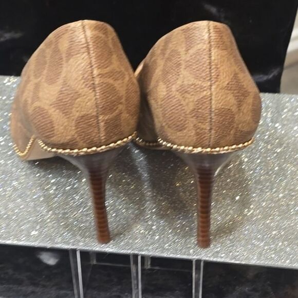 Coach Samantha Signature Coated Canvas Dress Pumps- Tan - Picture 9 of 10